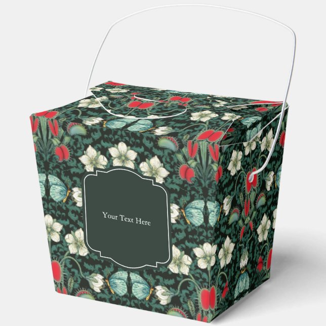 Venus Flytrap & Butterfly Gothic Custom Square Fav Favour Box (Front)
