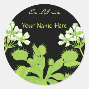 Venus Flytrap Ex Libris Classic Round Sticker