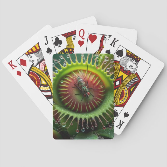 Venus Flytrap Floral Carnivorous Whimsical  Playing Cards (Back)