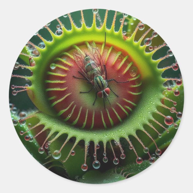 Venus Flytrap Floral Fun Weird Bold Spooky Classic Round Sticker (Front)