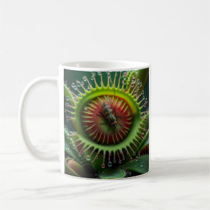 Venus Flytrap Floral Green and Red  Coffee Mug