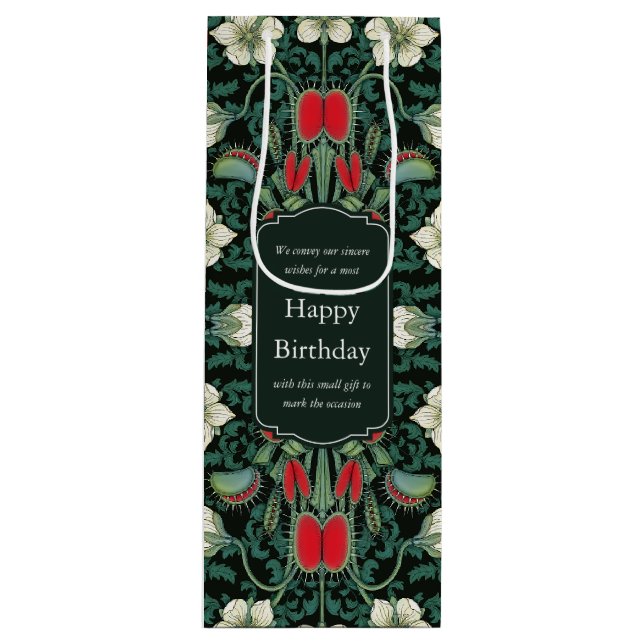 Venus Flytrap Gothic Botanical Personalised Wine Gift Bag (Front)