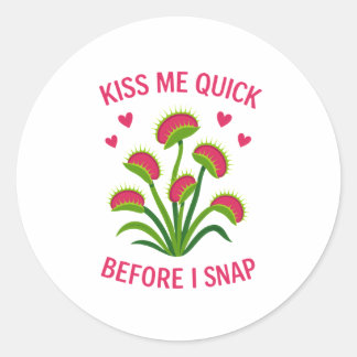Venus Flytrap Kiss Me Quick Round Sticker