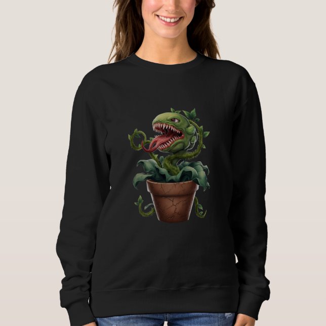 Venus Flytrap Monster Potted Predator Design Sweatshirt (Front)