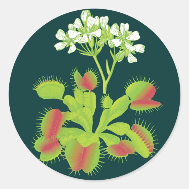 Venus Flytrap Plant Classic Round Sticker (Front)