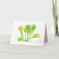 Venus Flytrap Plant Watercolor Illustration Blank