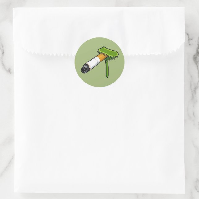 Venus Flytrap Plant With Cig Classic Round Sticker (Bag)