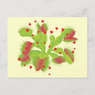Venus Flytrap with Hearts Postcard