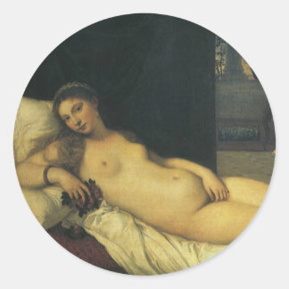Venus of Urbino by Titian, Renaissance Art Classic Round Sticker