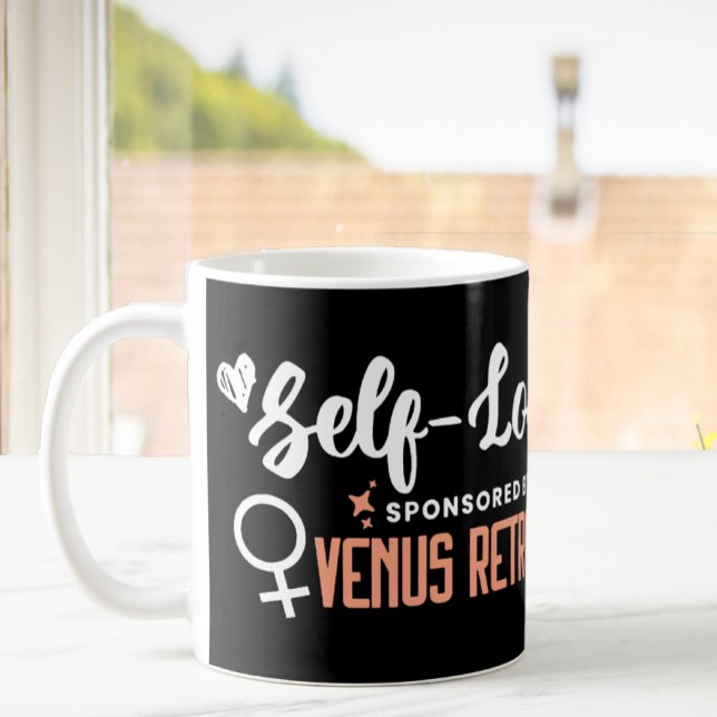 Venus Retrograde Typography Monogram Black Coffee Mug (Creator Uploaded)