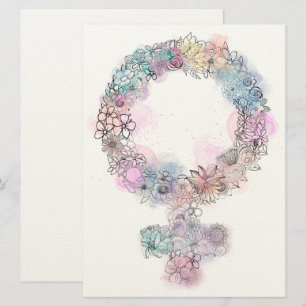Venus Sign Feminist Symbol with Flowers