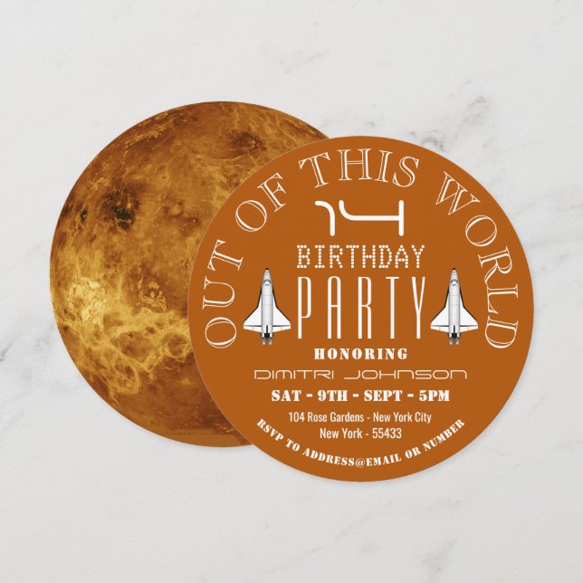 Venus, Space Shuttle Birthday Party Invitation (Front/Back)