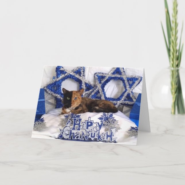 Venus Two Face Cat Happy Chanukah card (Front)