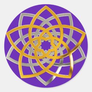 Venusblume Duo Gold Silver violet Classic Round Sticker