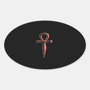 ver 01 – Ankh – black background Oval Sticker
