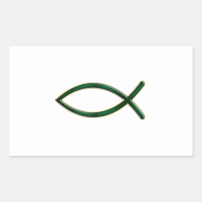 ver 01 - Jesus Fish - Clear Background Rectangular Sticker (Front)