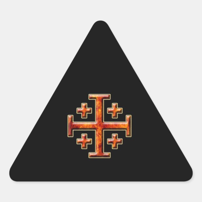 Ver 3 – Jerusalem Cross - Black Back Triangle Sticker (Front)