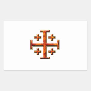 Ver 3 – Jerusalem Cross - Clear Back Rectangular Sticker