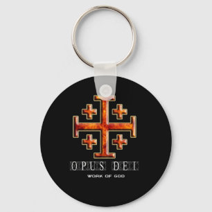 Ver 3 – Jerusalem Cross – Opus Dei - Black Back Key Ring