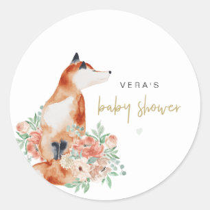 VERA Eucalyptus Greenery & Terracotta Floral Fox Classic Round Sticker