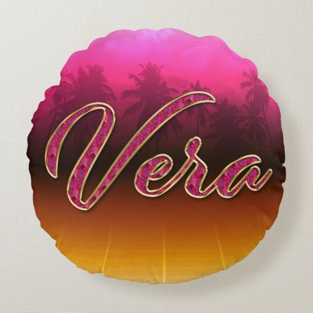Vera First Name Name golden pink Pillow (Front)