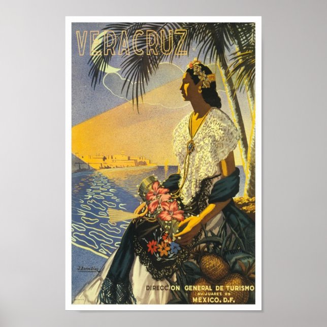 Veracruz Mexico Vintage Travel Poster (Front)