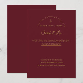 VerAlion | Burgundy and Gold Formal Wedding Announcement