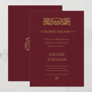 VerAlion | Burgundy & Gold Elegant Bachelorette  Invitation