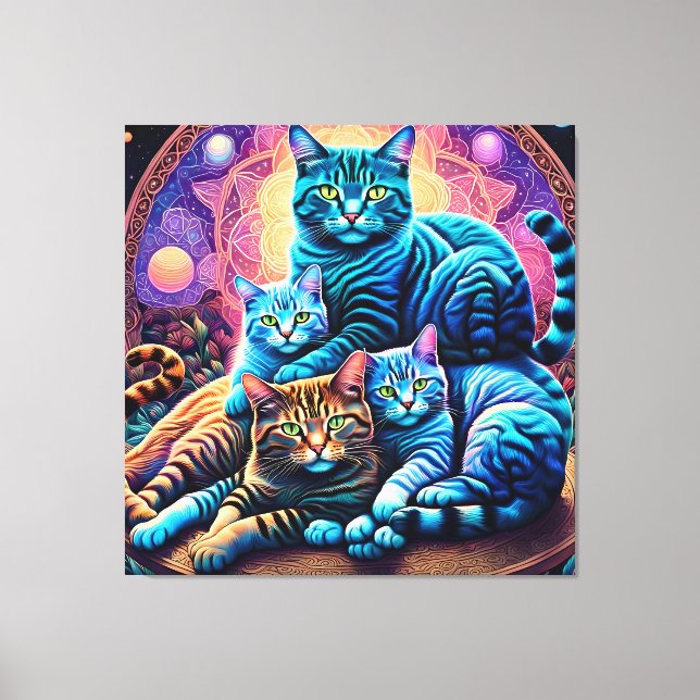 Veranda Cat Family Canvas Print (Front)