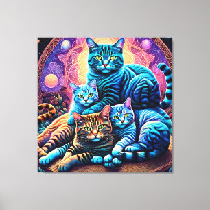 Veranda Cat Family Canvas Print