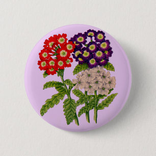 verbena flowers  6 cm round badge