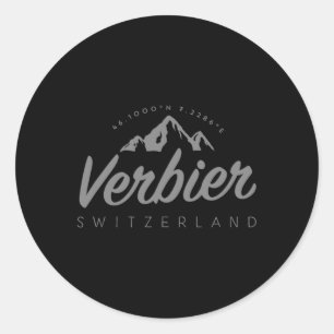 Verbier Mountain Vacation Skiing Switzerland Classic Round Sticker