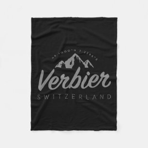 Verbier Mountain Vacation Skiing Switzerland Fleece Blanket