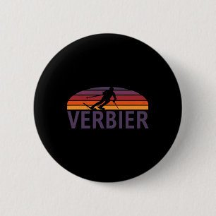 Verbier Swiss Switzerland Ski Resort Snowboarding 6 Cm Round Badge
