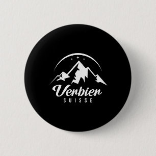 Verbier Switzerland Ski Resort Skiing Snowboarding 6 Cm Round Badge