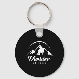 Verbier Switzerland Ski Resort Skiing Snowboarding Key Ring