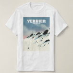 Verbier Switzerland ski travel poster art print. T-Shirt<br><div class="desc">Verbier Switzerland mountain downhill slalom ski travel poster art print in a wonderful vintage style.</div>