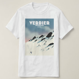 Verbier Switzerland ski travel poster art print. T-Shirt