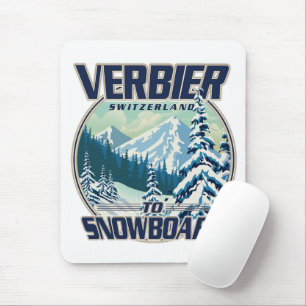 Verbier Switzerland Travel poster Mouse Mat