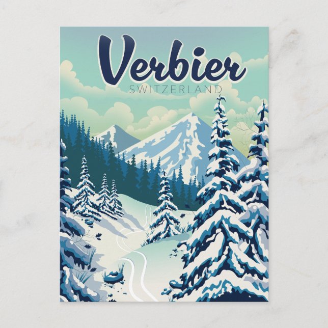 Verbier Switzerland Travel poster Postcard (Front)