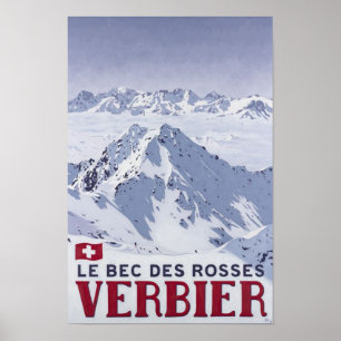 Verbier Switzerland Vintage Travel Poster
