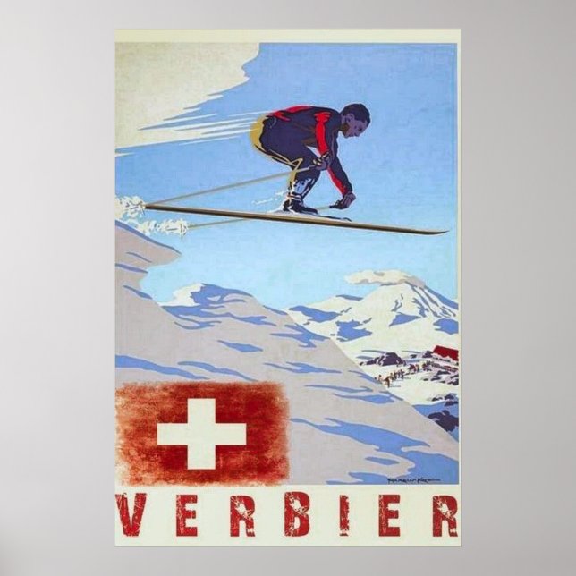 Verbier Switzerland Vintage Travel   Poster (Front)