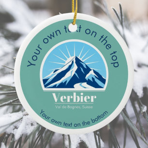 Verbier Val de Bagnes switzerland ski vacation  Ceramic Tree Decoration