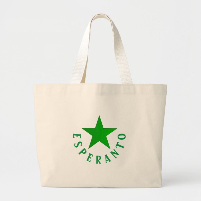 Verda Stelo (Esperanto Star) Large Tote Bag (Front)