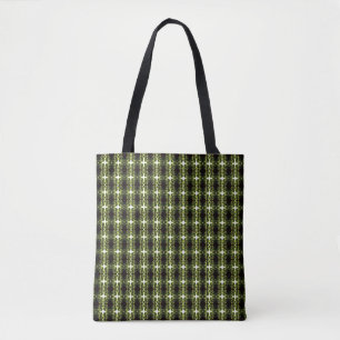 Verdant Abstract Green Gold Black White Fluid Art Tote Bag