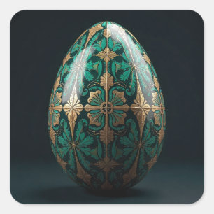 Verdant and vibrant green Easter egg Square Sticker