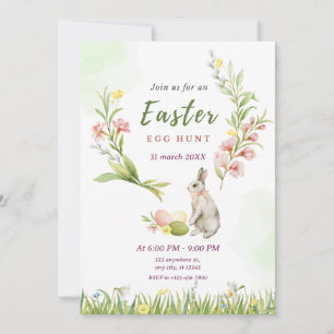 Verdant Blooms: Green Festive Floral Easter Holiday Card
