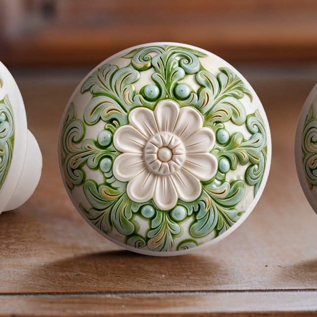 Verdant Blossom Elegance Ceramic Knob Pull (Creator Uploaded)