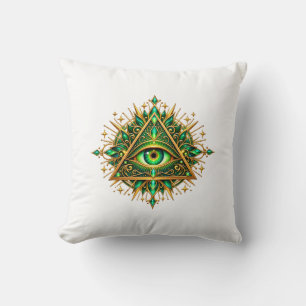 Verdant Brass Eye Throw Pillow