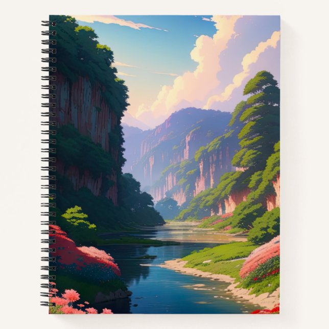 Verdant Canyon with a Flowing River Notebook (Front)